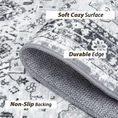 Floral Distressed Throw Carpet - From Where - 