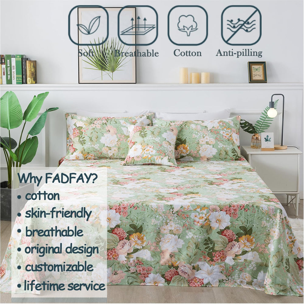 Floral Queen Bed Sheets Set - From Where - 