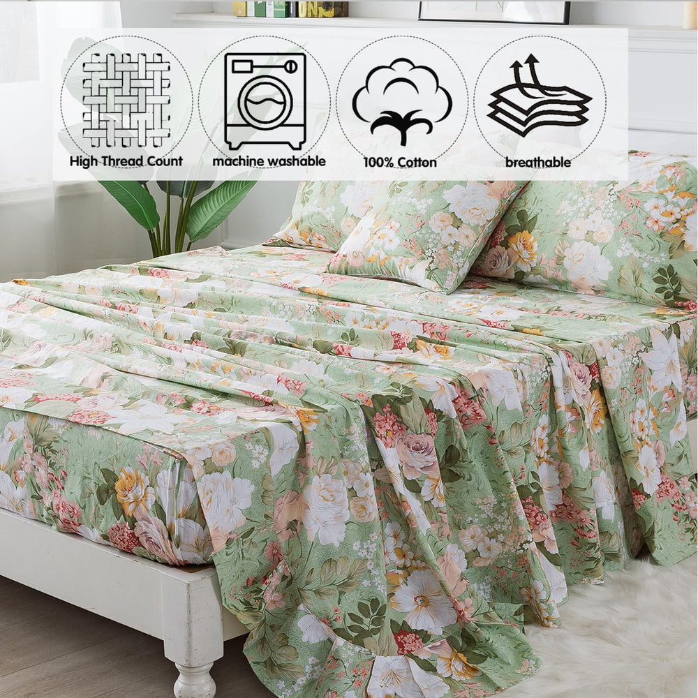Floral Queen Bed Sheets Set - From Where - 