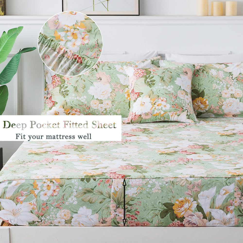 Floral Queen Bed Sheets Set - From Where - 