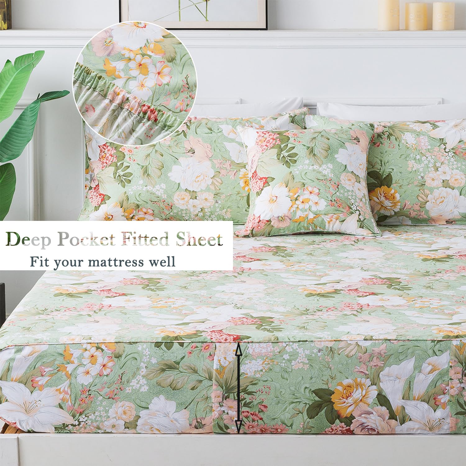 Floral Queen Bed Sheets Set - From Where - 