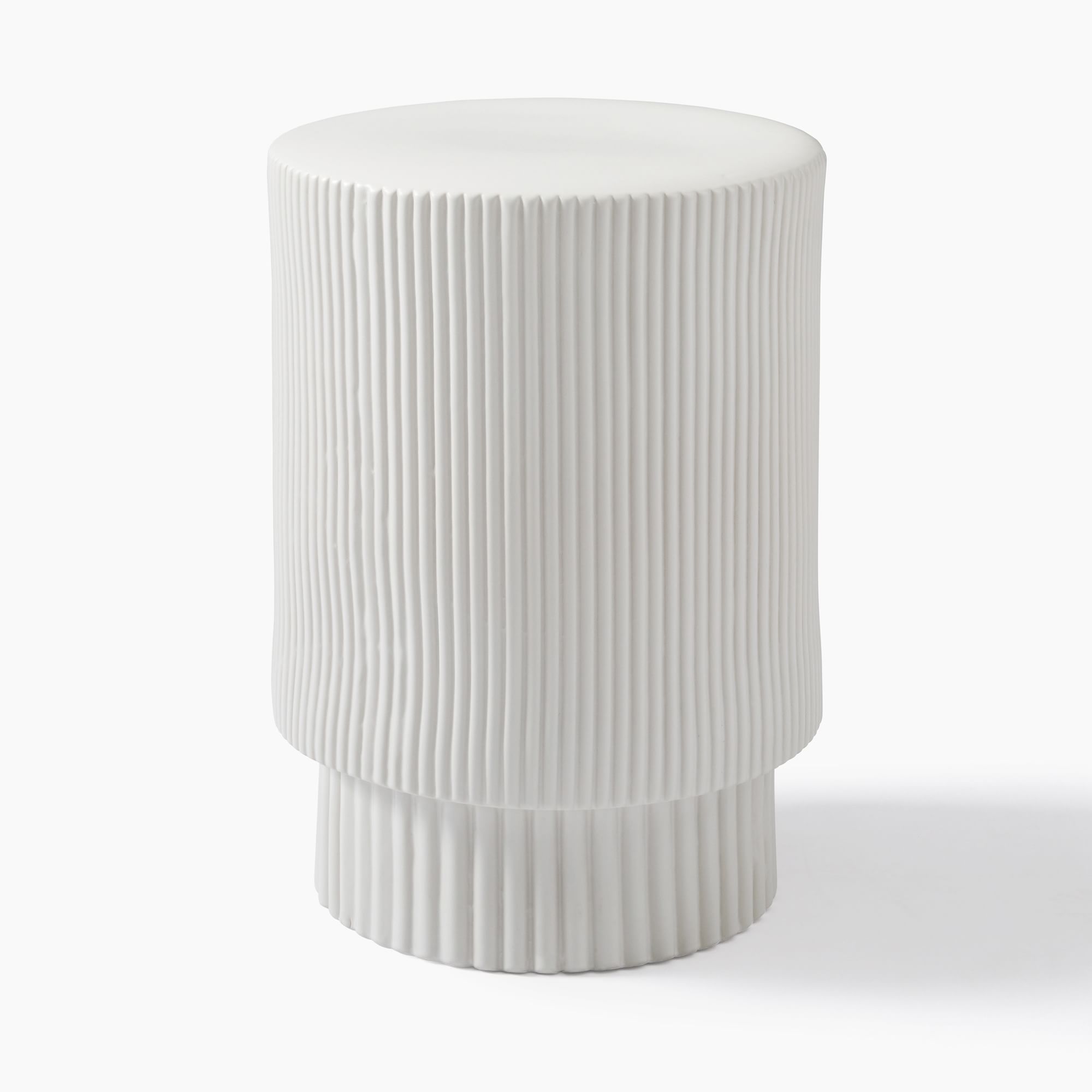 Fluted Ceramic Side Table (13") - From Where - 
