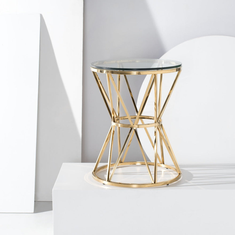 Safavieh Couture Delsy Glass Top End Table - Gold