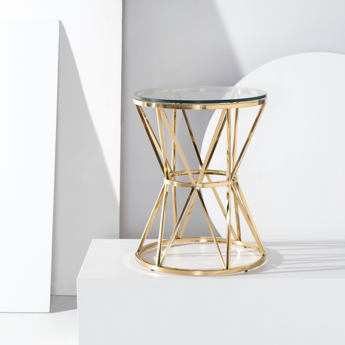 Safavieh Couture Delsy Glass Top End Table - Gold