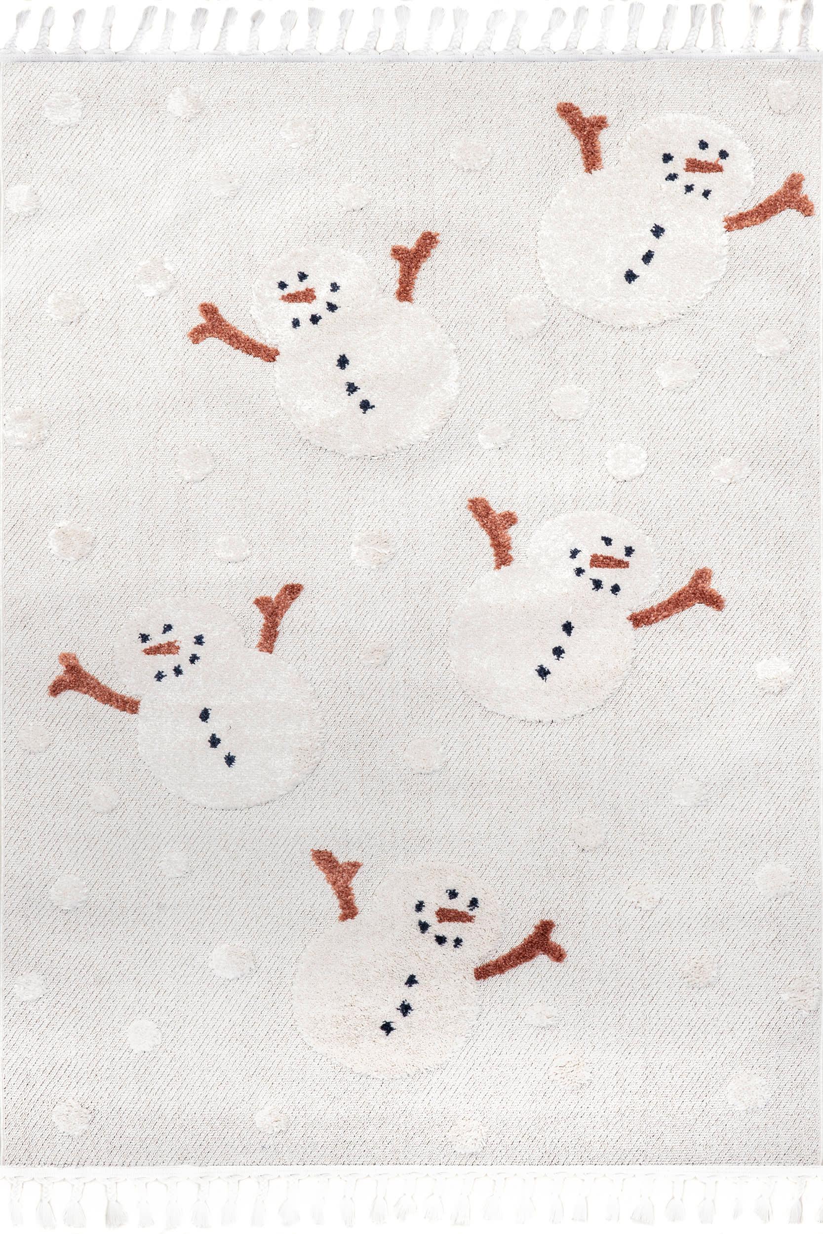 Freda Snowmen Tasseled Kids Rug - From Where Finds - 