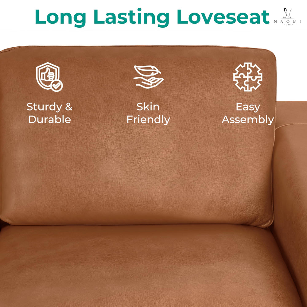 Freya Genuine Leather Loveseat - From Where - 