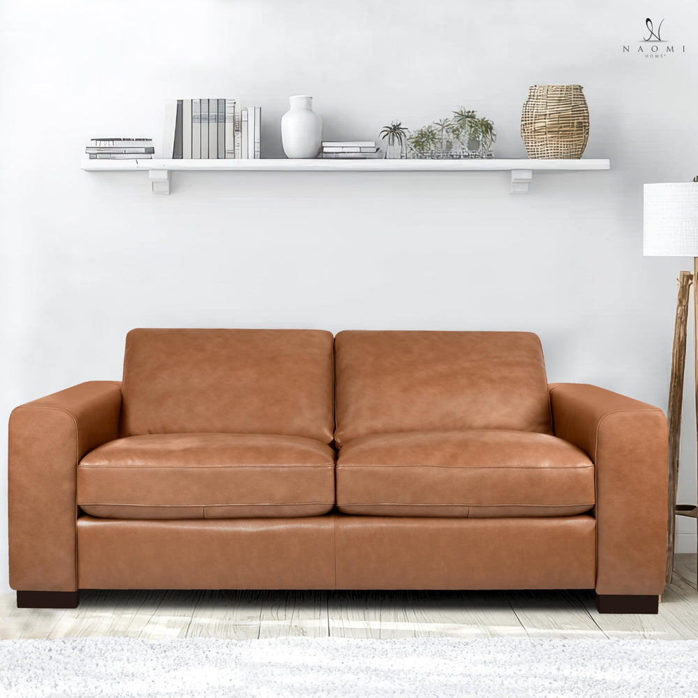 Freya Genuine Leather Loveseat - From Where - 