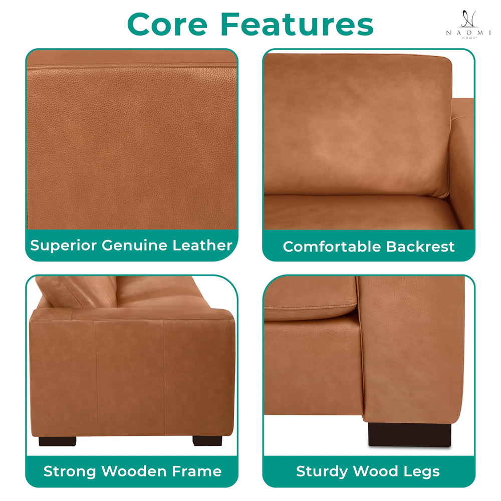 Freya Genuine Leather Loveseat - From Where - 