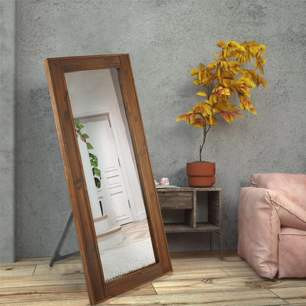 Full Length Wooden Wall Mirror - From Where - 