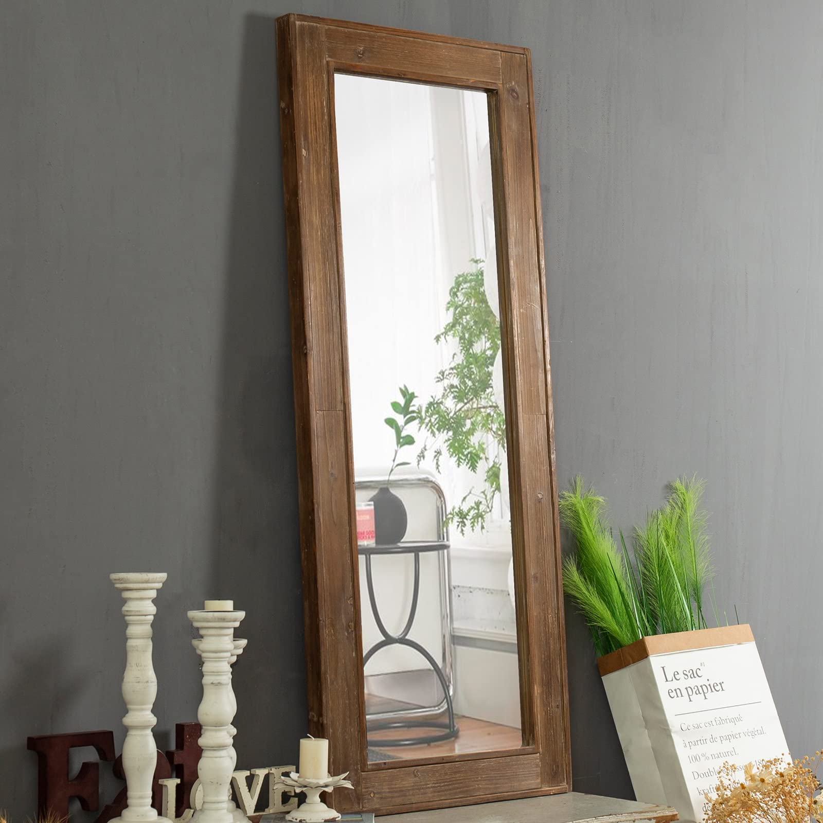 Full Length Wooden Wall Mirror - From Where - 