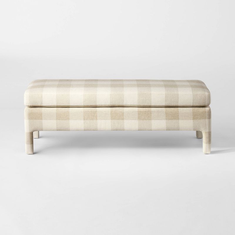 Fully Upholstered Checkered Bench - From Where - 