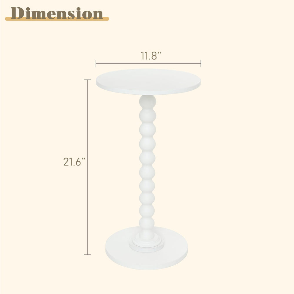 Fultyle Round Side Table, Small Drink Table for Small Spaces, Modern Accent End Table Coffee Table with Solid Wood Leg for Living Room, Bedroom, Corners, and Office (White) - From Where - 