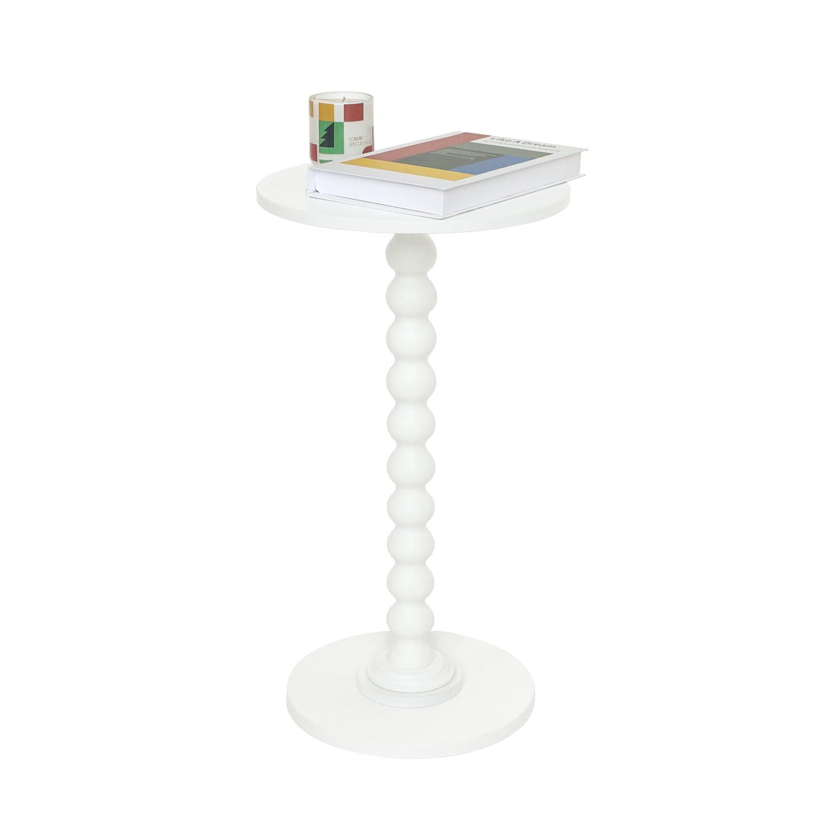 Fultyle Round Side Table, Small Drink Table for Small Spaces, Modern Accent End Table Coffee Table with Solid Wood Leg for Living Room, Bedroom, Corners, and Office (White) - From Where - 