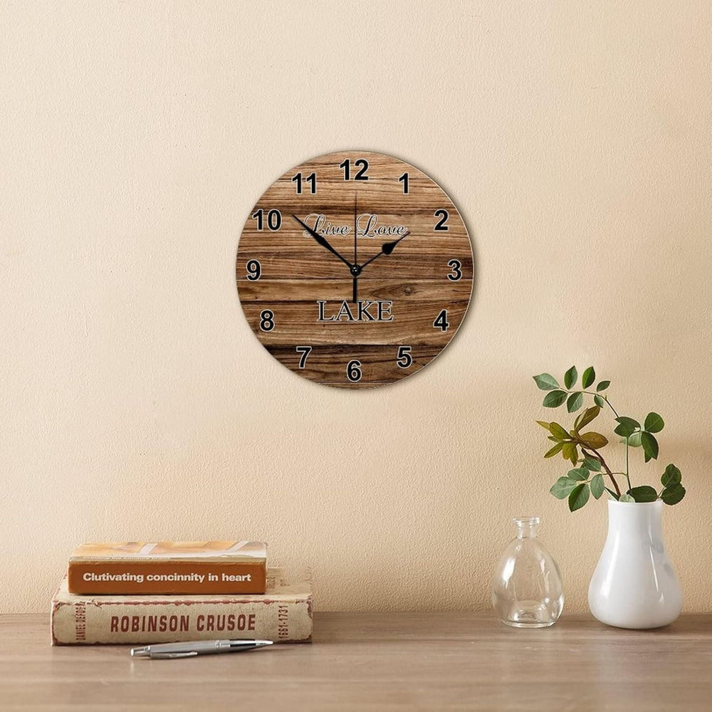 Funny Lake Time Wood Silent Wall Clock - From Where - 