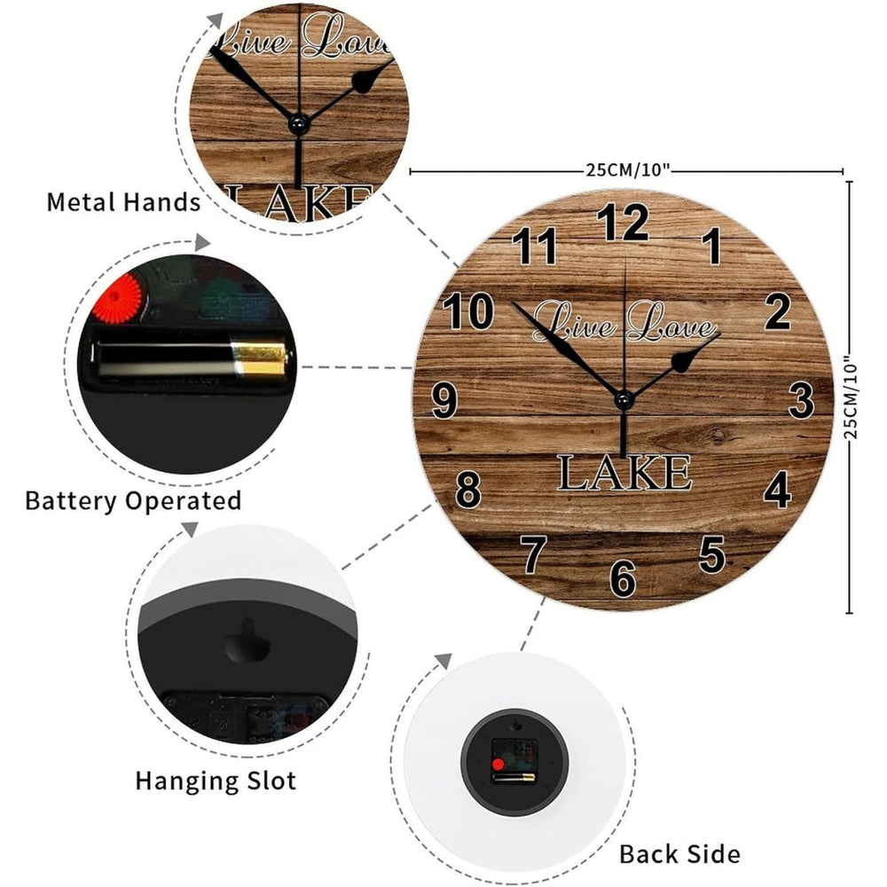 Funny Lake Time Wood Silent Wall Clock - From Where - 