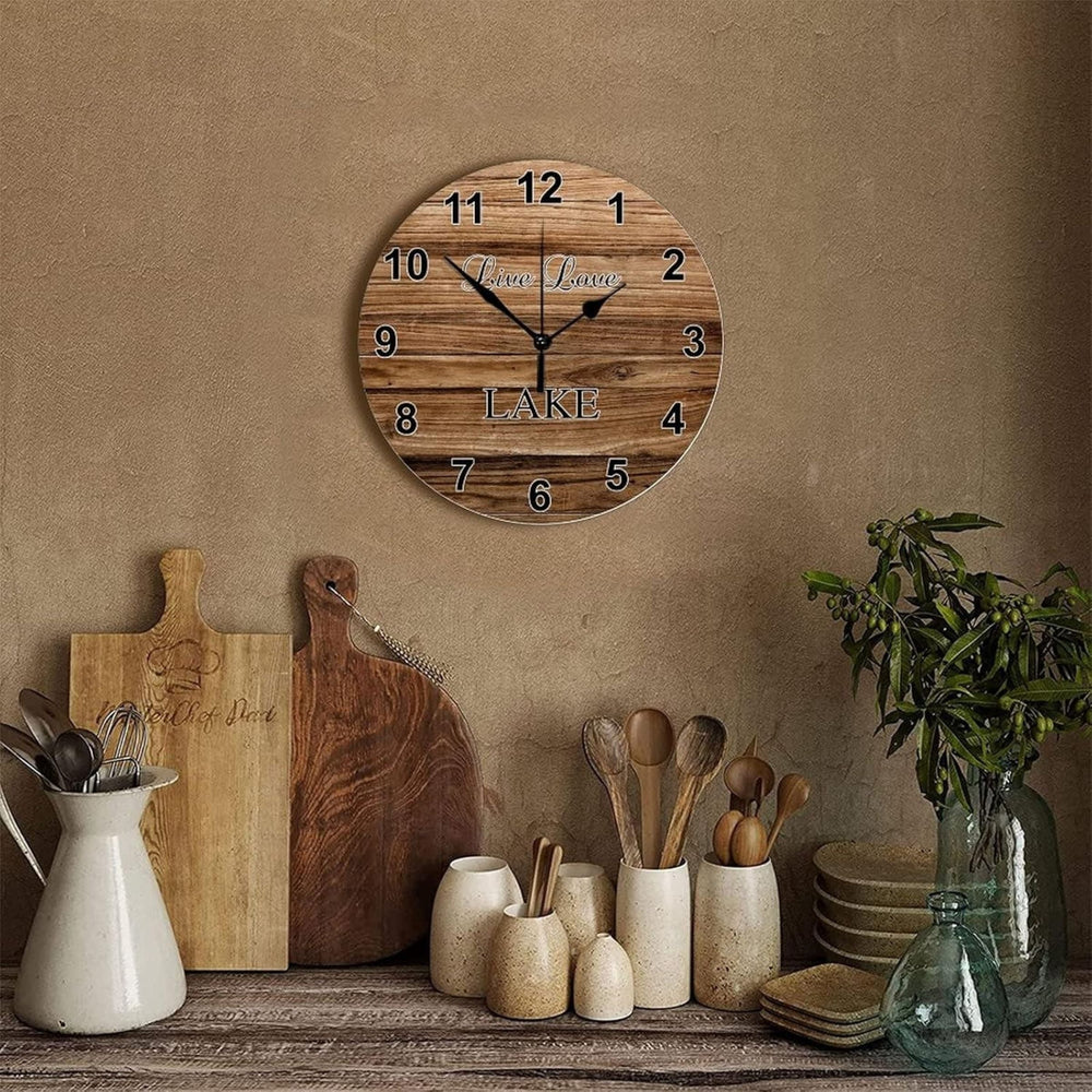 Funny Lake Time Wood Silent Wall Clock - From Where - 