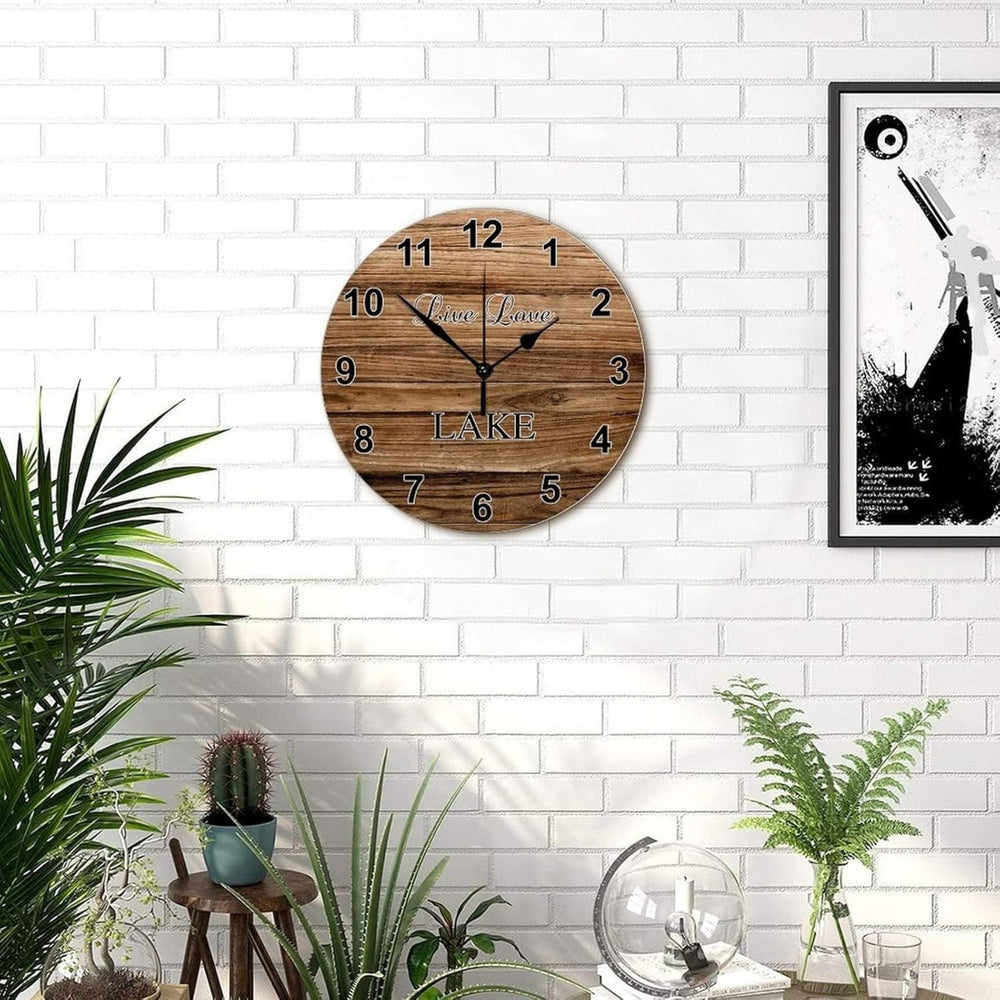 Funny Lake Time Wood Silent Wall Clock - From Where - 