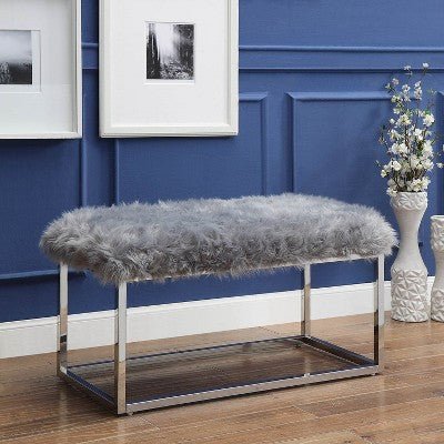 Fur Chrome Metal Frame Bench - From Where - 