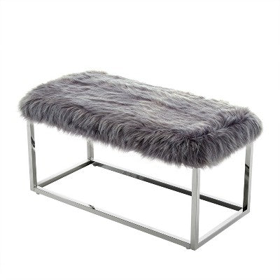 Fur Chrome Metal Frame Bench - From Where - 
