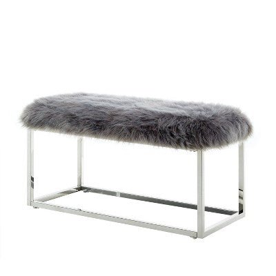 Fur Chrome Metal Frame Bench - From Where - 