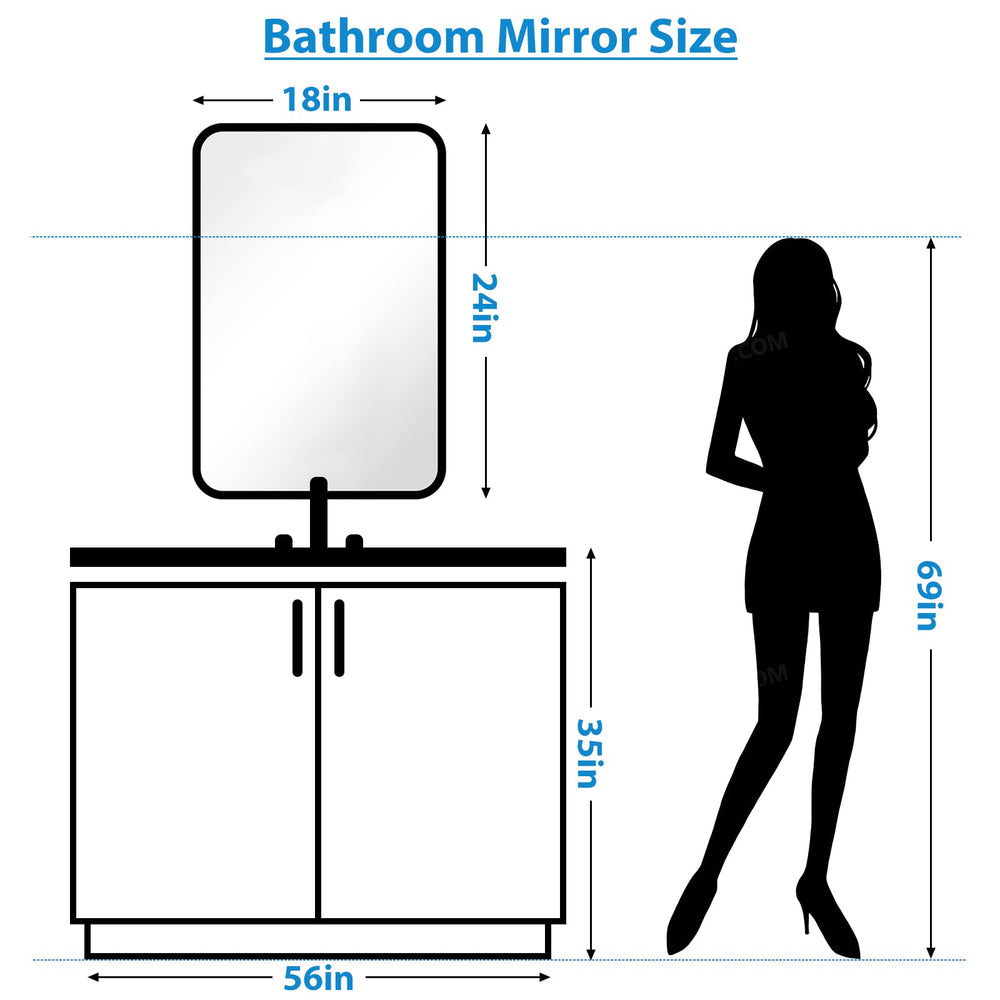 FUWU HOME Wood Bathroom Mirror for Wall 18" x 24" Farmhouse Rounded Corner Rectangle Mirror with Wooden Framed for Home Living Room Bedroom Wall Mounted Decorative Mirror (Natural Beech Wood) - From Where - 