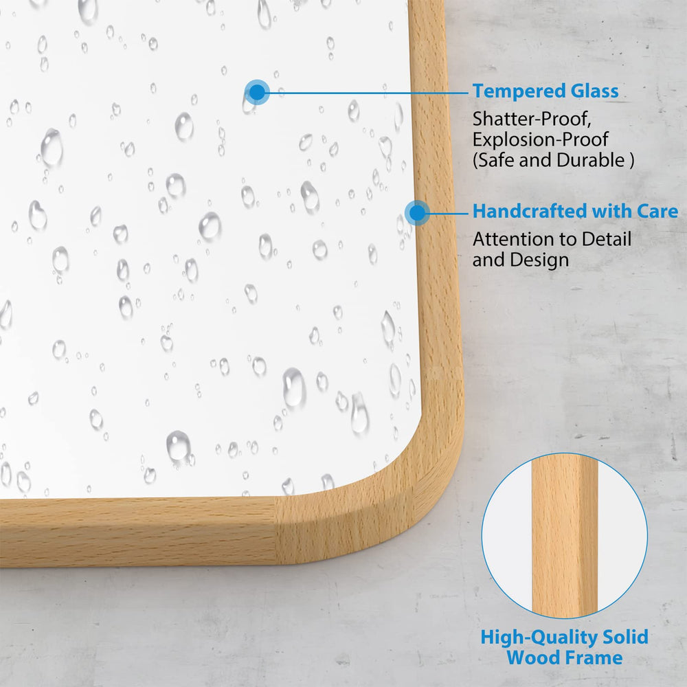 FUWU HOME Wood Bathroom Mirror for Wall 18" x 24" Farmhouse Rounded Corner Rectangle Mirror with Wooden Framed for Home Living Room Bedroom Wall Mounted Decorative Mirror (Natural Beech Wood) - From Where - 