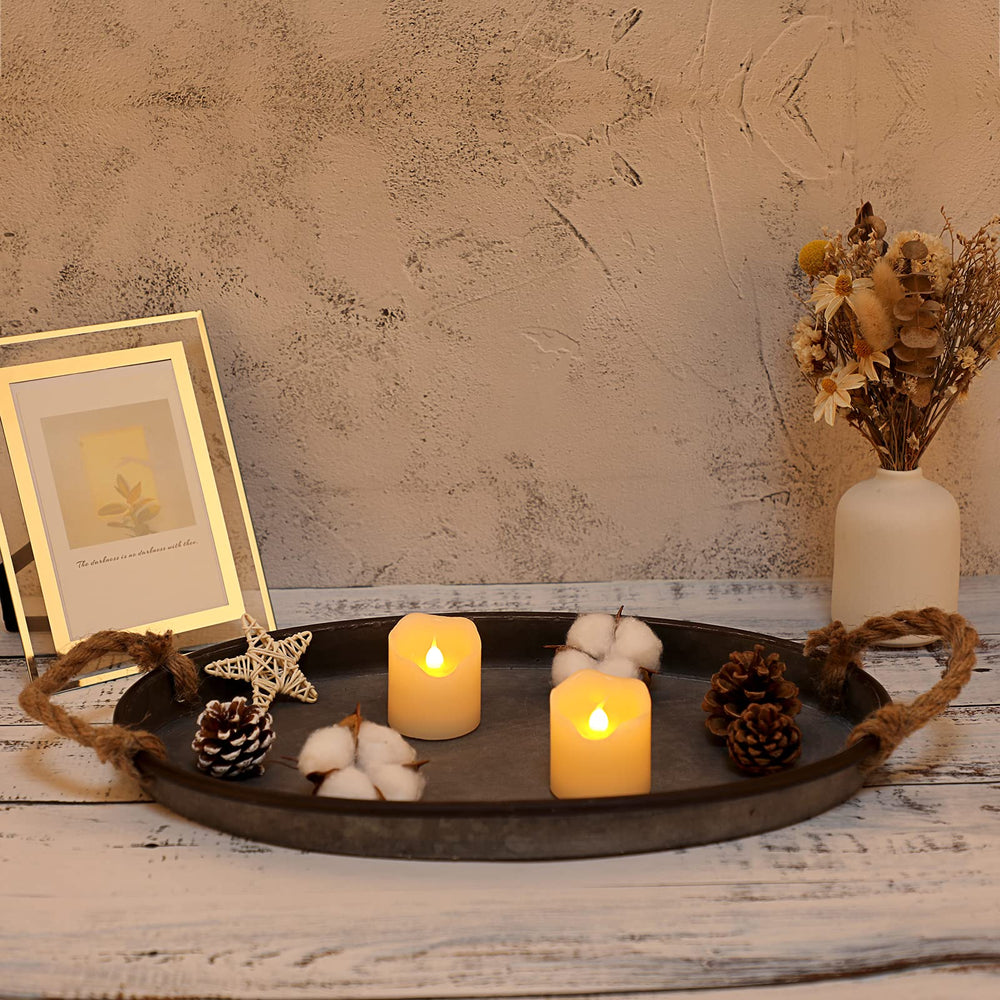 Galvanized Metal Iron Oval Tray with Rope Handle - From Where - 