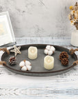 Galvanized Metal Iron Oval Tray with Rope Handle - From Where - 