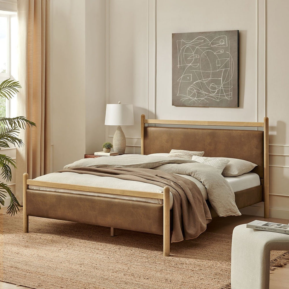 Ginny Vegan Leather Platform Bed Frame - From Where Finds - 