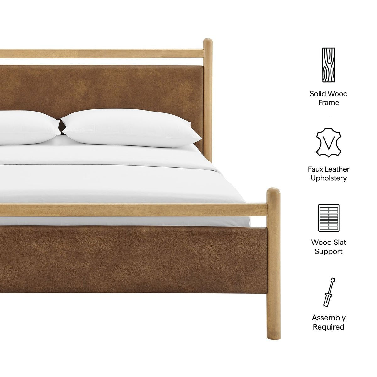 Ginny Vegan Leather Platform Bed Frame - From Where Finds - 