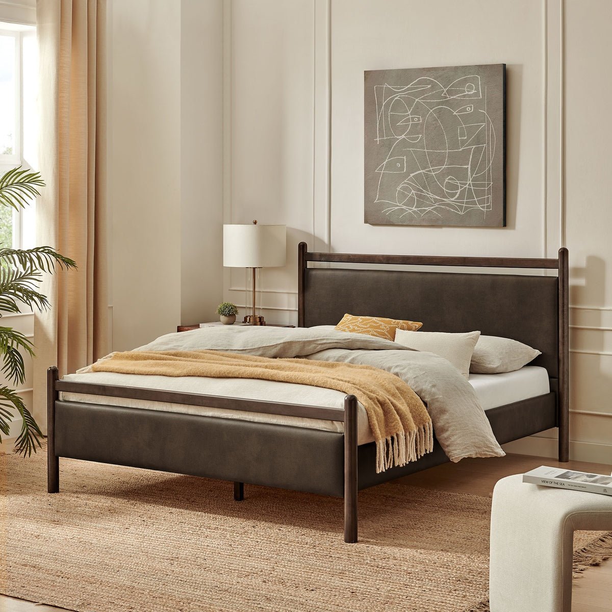 Ginny Vegan Leather Platform Bed Frame - From Where Finds - 