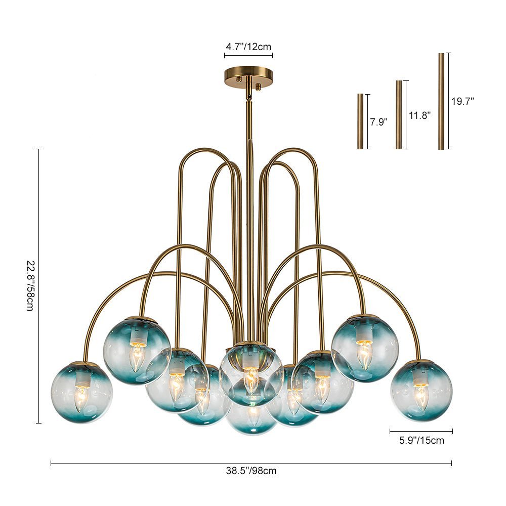 Glam 10 - Light Blue Glass Globe Bubble Chandelier - From Where - 