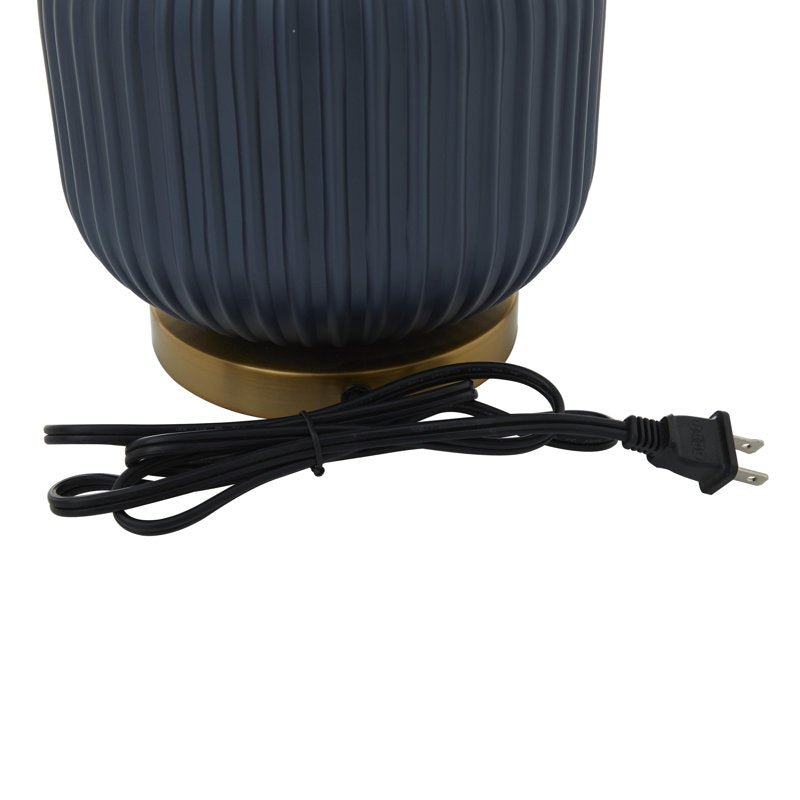 Glass Ribbed Blue Table Lamp - From Where - 