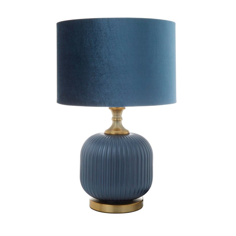 Glass Ribbed Blue Table Lamp - From Where - 