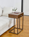 Glitzhome 26" Height End Table Modern Industry Design with 2 USB Charging Ports Side Table - From Where - 
