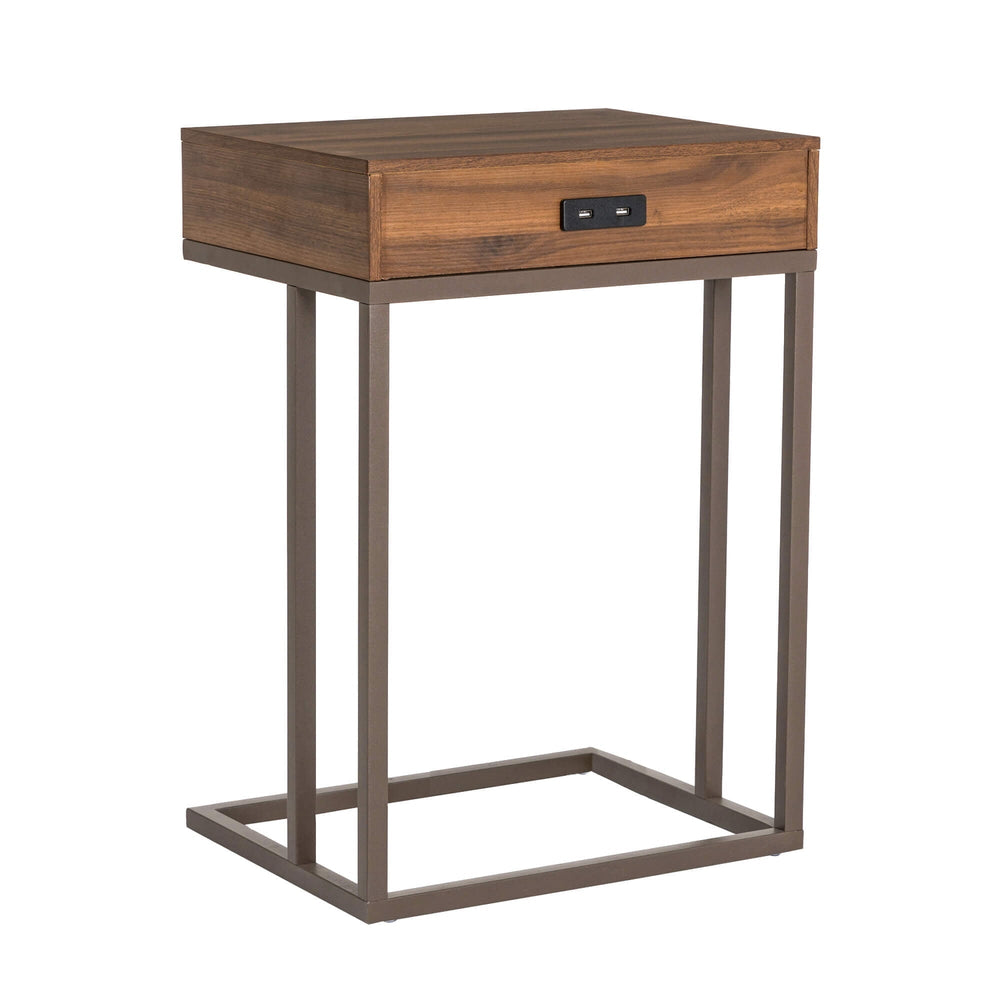 Glitzhome 26" Height End Table Modern Industry Design with 2 USB Charging Ports Side Table - From Where - 