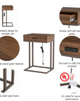 Glitzhome 26" Height End Table Modern Industry Design with 2 USB Charging Ports Side Table - From Where - 