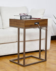 Glitzhome 26" Height End Table Modern Industry Design with 2 USB Charging Ports Side Table - From Where - 