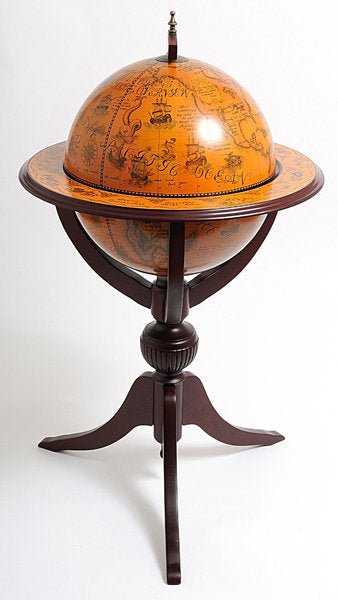 Globe Bar 3 Legged Pedestal Stand Red - From Where - 