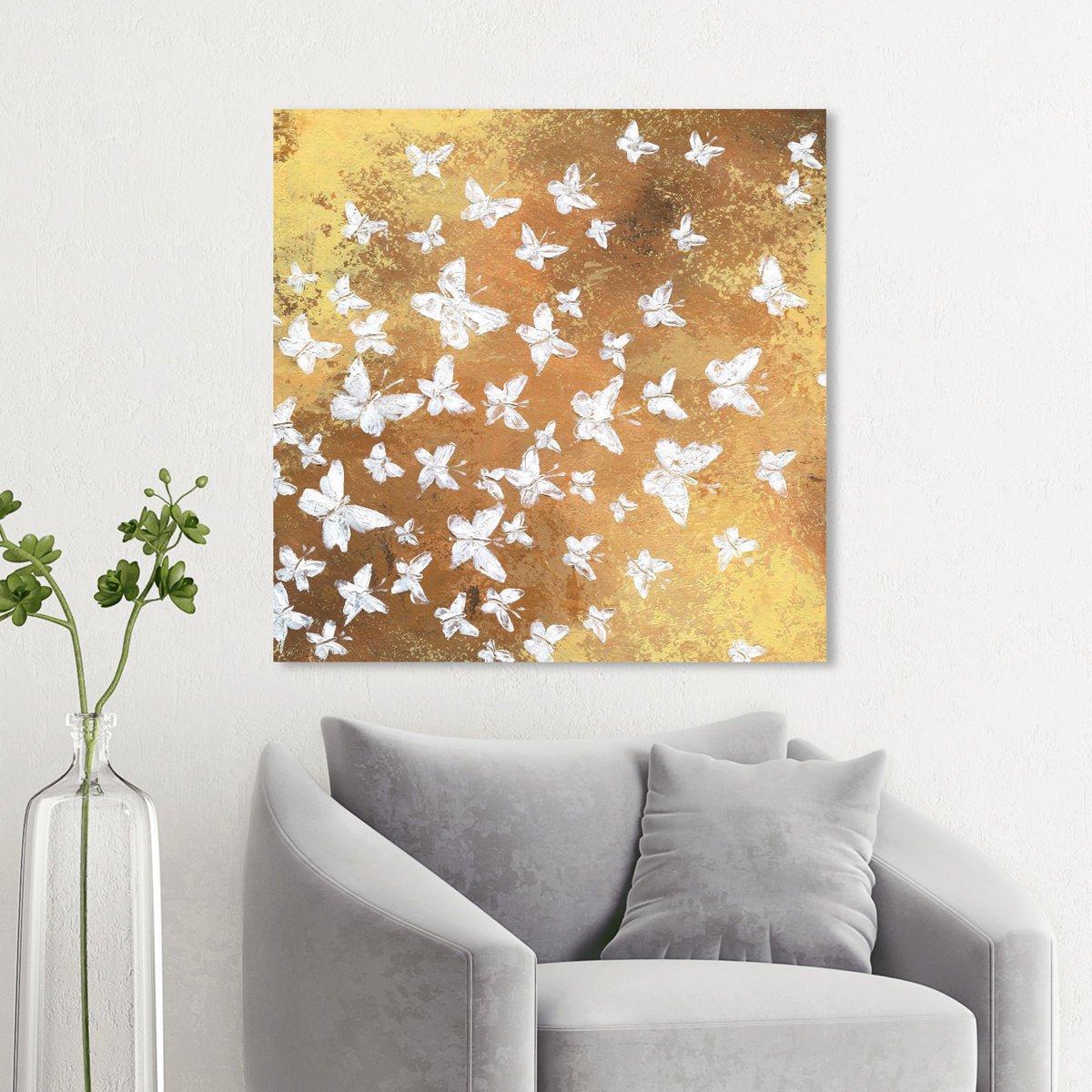 Gold Butterflies In The Wind Painting Print - From Where - 