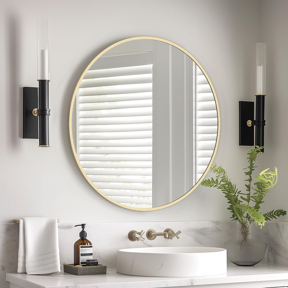 Gold Circle Wall Mirror - From Where - 