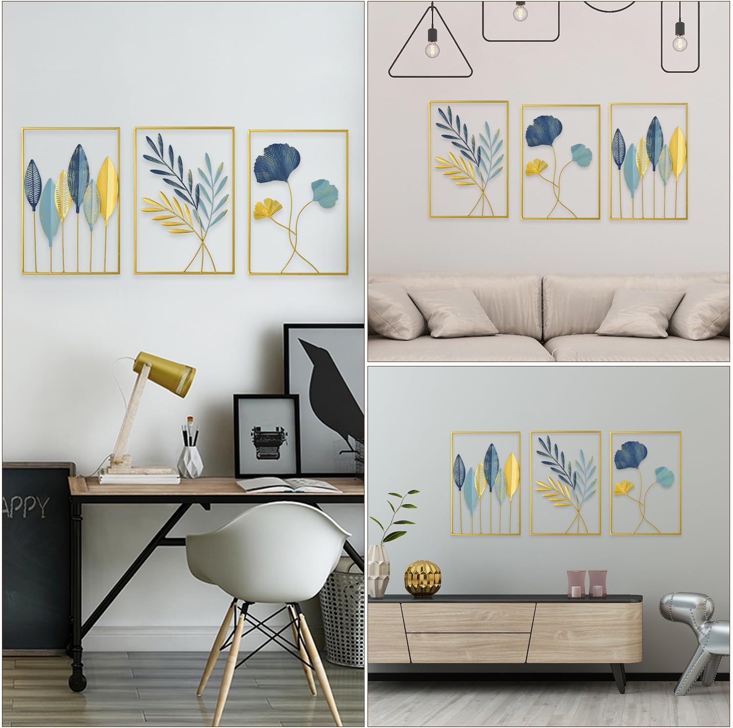 Gold Leaf Wall Decor (Set of 3) - From Where - 
