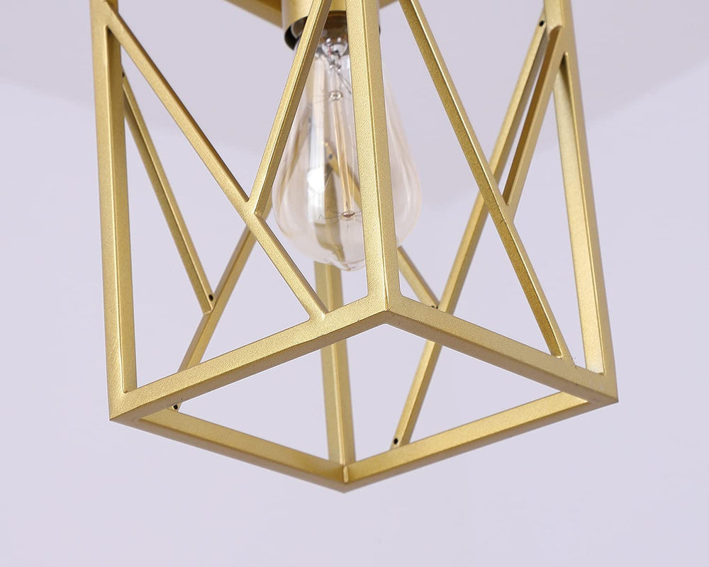 Gold Pendant Light with Metal Cage - From Where - 