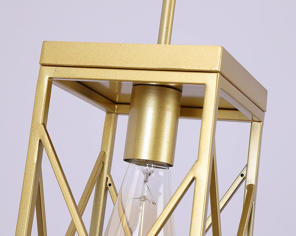 Gold Pendant Light with Metal Cage - From Where - 