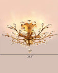 Gold Semi Flush Light with Crystal Decoration - From Where - 