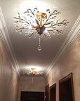 Gold Semi Flush Light with Crystal Decoration - From Where - 
