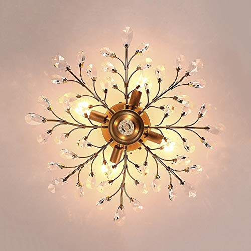 Gold Semi Flush Light with Crystal Decoration - From Where - 