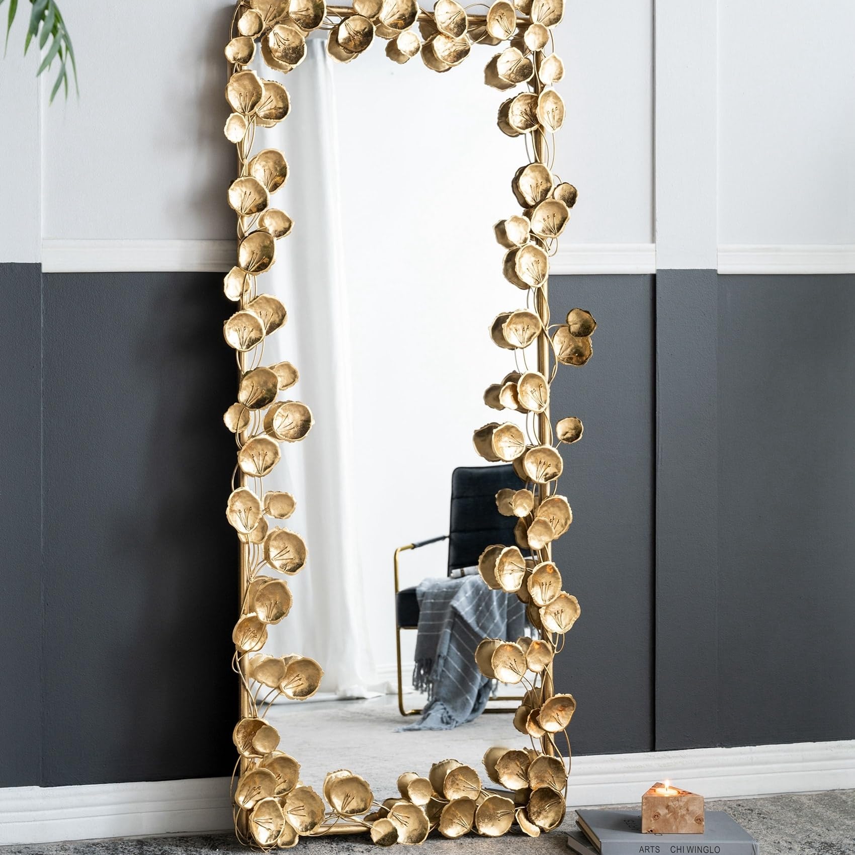 Golden Leaf Accent Mirror - From Where - 
