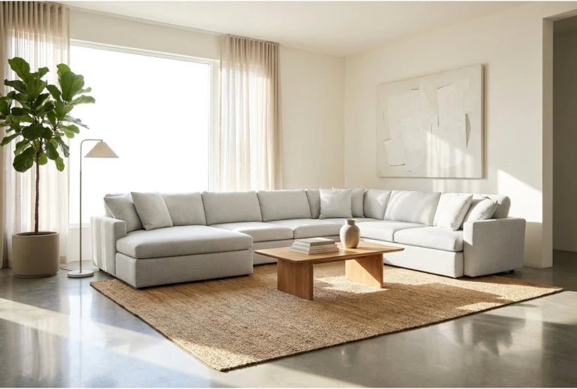Grand Down IV Beige Fabric Sectional - From Where Finds -