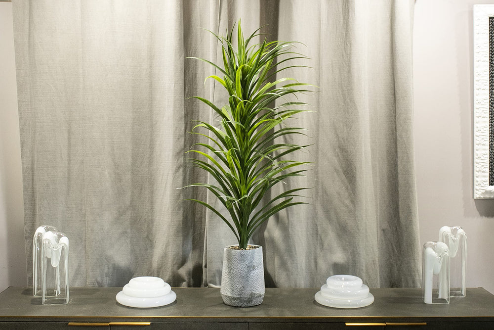 Grass Plant with Fiber Stone Pot - From Where - 